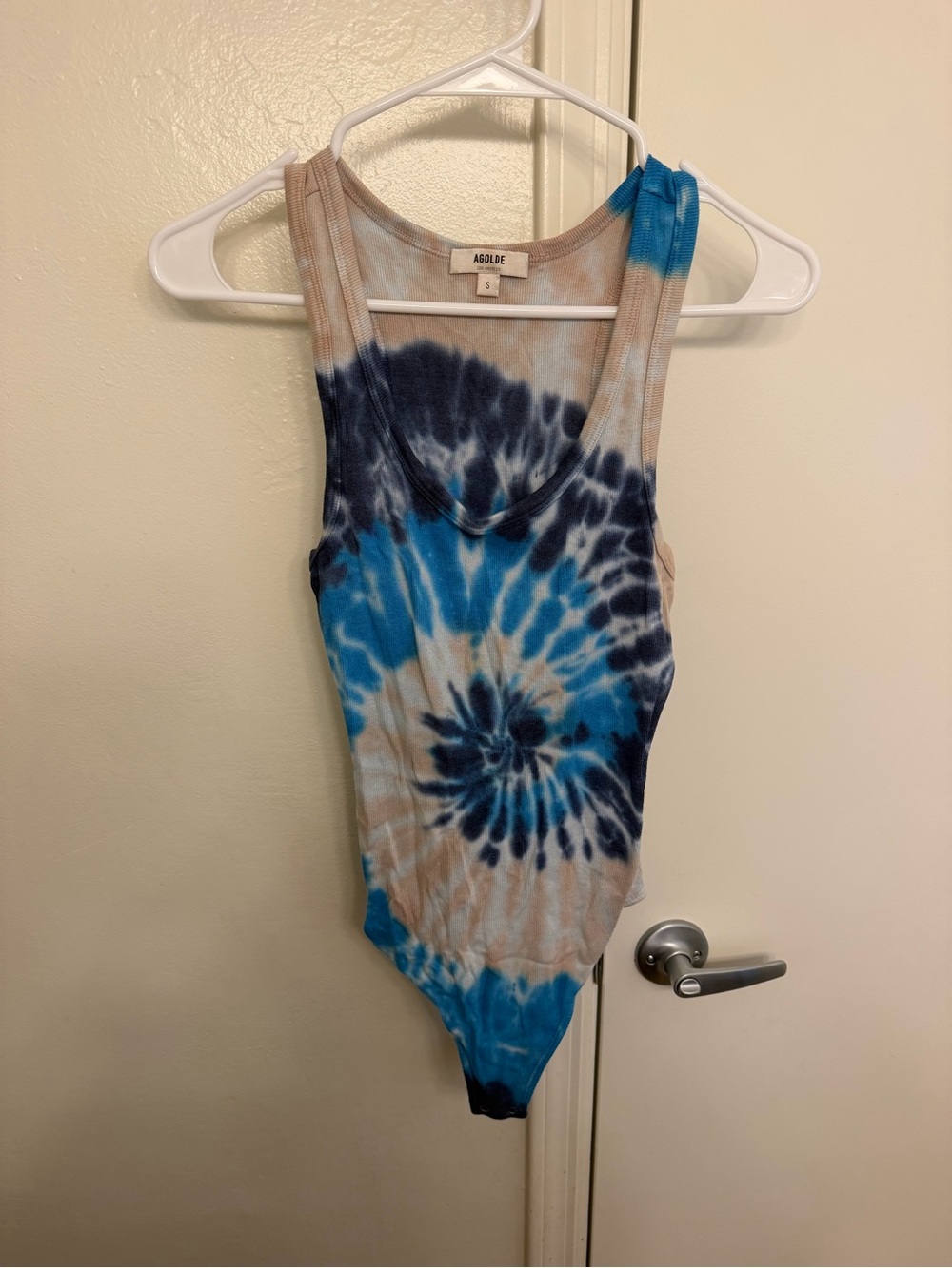 Agolde Ribbed Spiral Tie Dye Scoop Neck Bodysuit Women’s Small